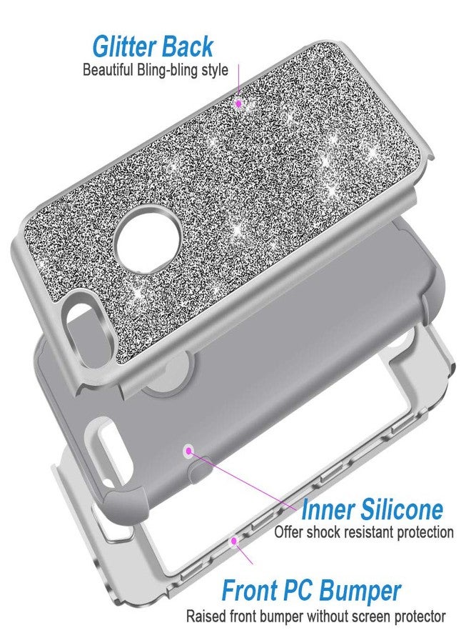 Hython Designed for iPhone 8 Plus, iPhone 7 Plus Case, Heavy Duty Defender Protective Bling Glitter Sparkle Hard Shell Hybrid Shockproof Rubber Bumper Cover, Gray - Image 3